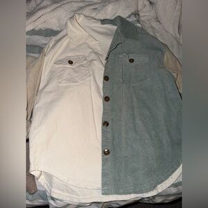 ROLLA'S Two-Tone Utility Jacket in Cream and Green